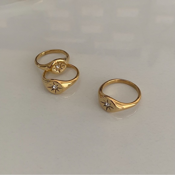 North Star signet ring, gold signet ring, gold stacking ring, gold ring - Picture 4 of 6